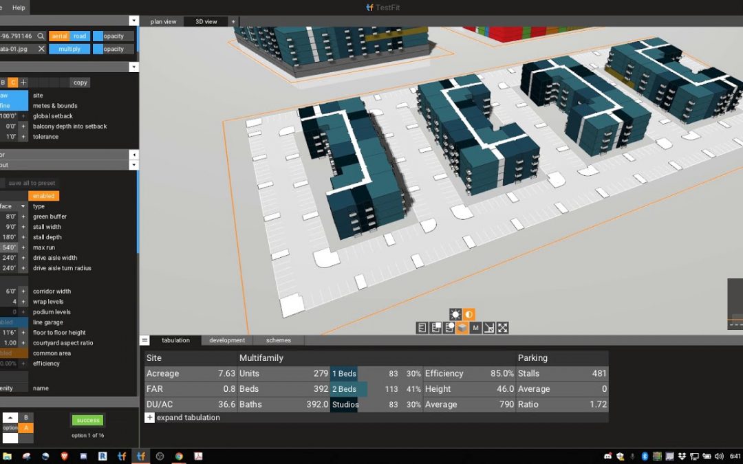 Testfit.io: optimised building modelling
